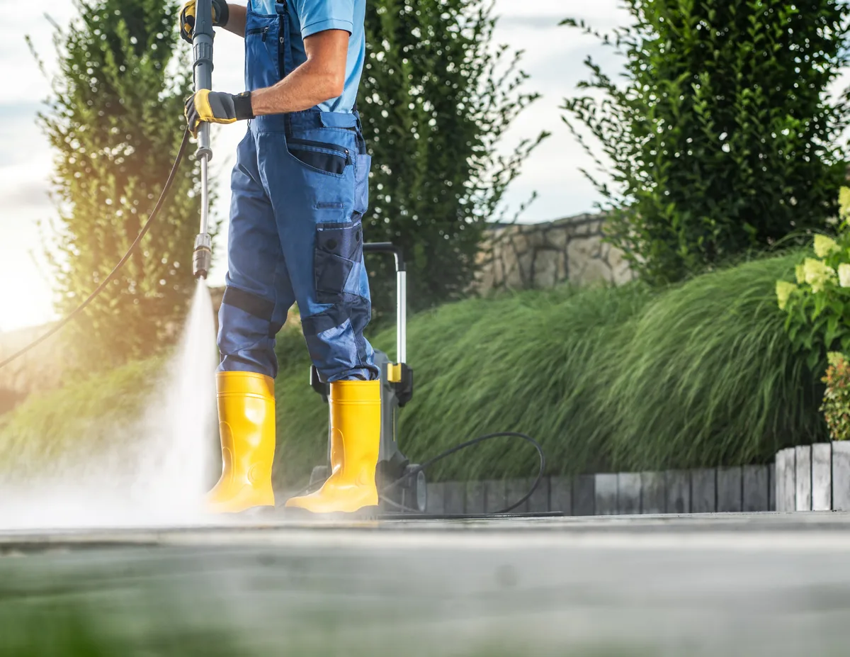 Pressure washing driveway