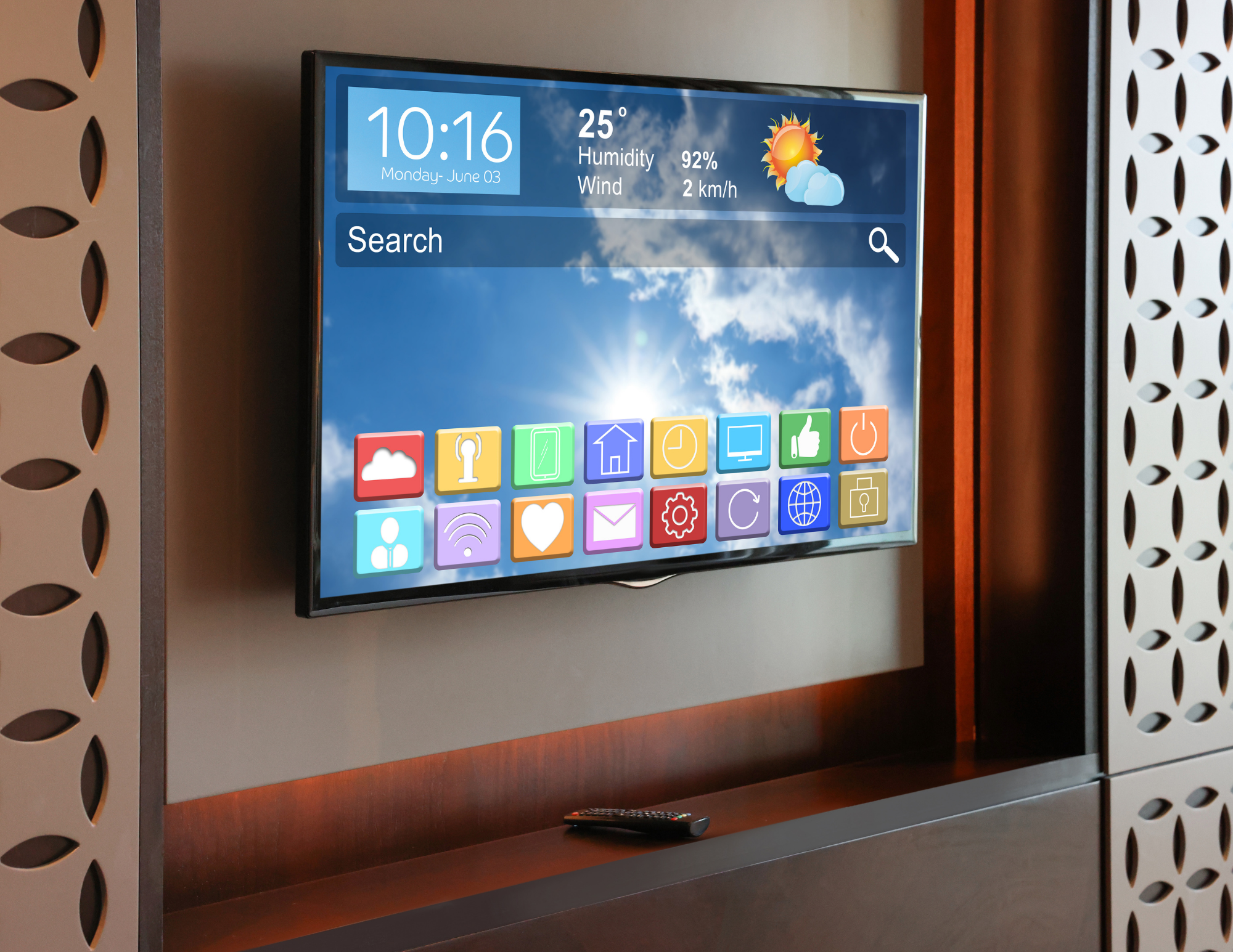 TV mounted on wall
